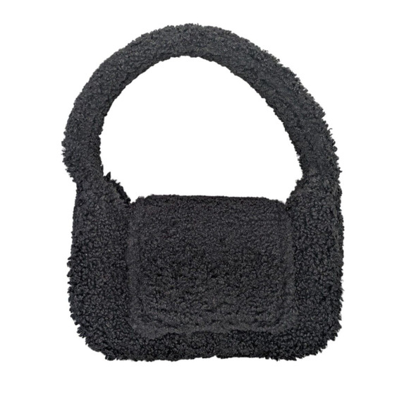 Simon Miller Handbags - Simon Miller Black Retro Bag In Fuzzy Faux Sherpa Boucle Shoulder Bag Flap Top